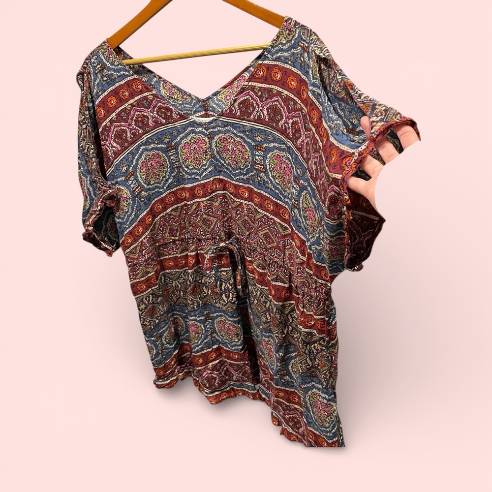 Cute Abercrombie & Fitch boho oversized tie waist tunic top beach pool coastal